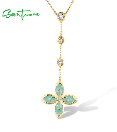 Any Purchase In SANTUZZA Then Add 1USD To GET A Necklace (Length 450mm) - Blue  Enamel/Yellow Gold Plating