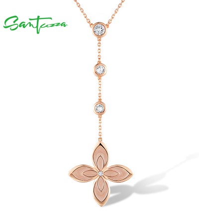 Any Purchase In SANTUZZA Then Add 1USD To GET A Necklace (Length 450mm) - Pink  Enamel/Rose Gold Plating