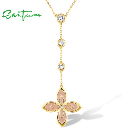 Any Purchase In SANTUZZA Then Add 1USD To GET A Necklace (Length 450mm) - Pink  Enamel/Yellow Gold Plating
