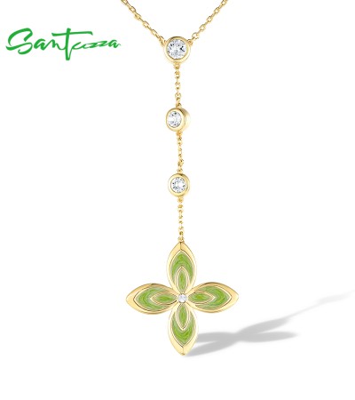 Any Purchase In SANTUZZA Then Add 1USD To GET A Necklace (Length 450mm) - Green  Enamel/Yellow Gold Plating