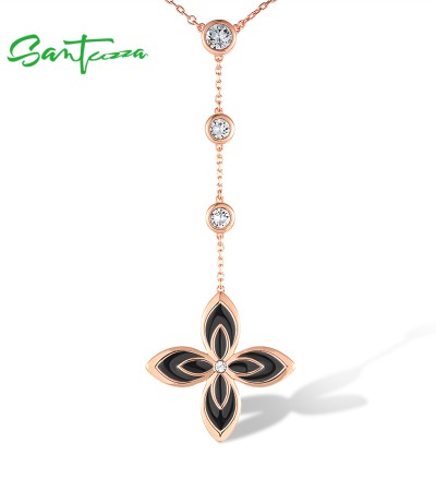 Any Purchase In SANTUZZA Then Add 1USD To GET A Necklace (Length 450mm) - Black  Enamel/Rose Gold Plating