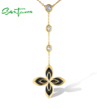 Any Purchase In SANTUZZA Then Add 1USD To GET A Necklace (Length 450mm) - Black  Enamel/Yellow Gold Plating