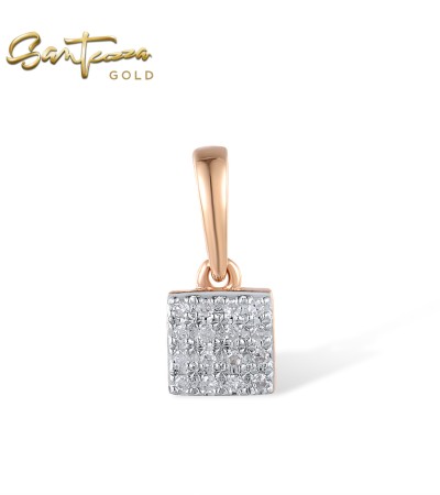SANTUZZA 14K 585 Rose White Yellow Gold Pendants Diamond Square Fine Jewelry - Rose Gold