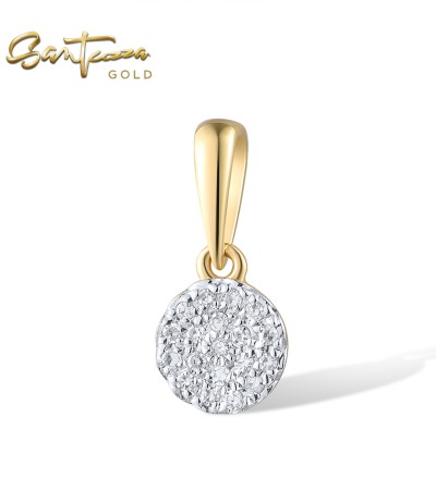 SANTUZZA 14K 585 Yellow / White Gold Pendants Small Round Circle Diamond Fine Jewelry - Yellow Gold