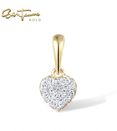 SANTUZZA 14K 585 Yellow Gold Pendant Sparkling Diamond Heart Simple Elegant Fine Jewelry