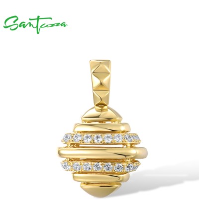 SANTUZZA 925 Sterling Silver Pendant White White Cubic Zirconia Gyroscope Jewelry