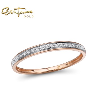 SANTUZZA 14K White/Yellow/Rose Gold Rings Diamond Engagement Anniversary Fine Jewelry - Rose Gold/US 6