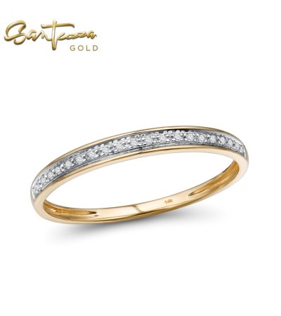 SANTUZZA 14K White/Yellow/Rose Gold Rings Diamond Engagement Anniversary Fine Jewelry - Yellow Gold/US 6