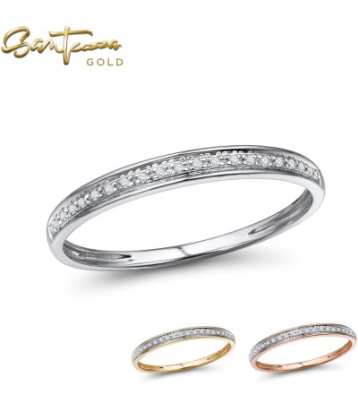 SANTUZZA 14K White/Yellow/Rose Gold Rings Diamond Engagement Anniversary Fine Jewelry - White Gold/US 5.5