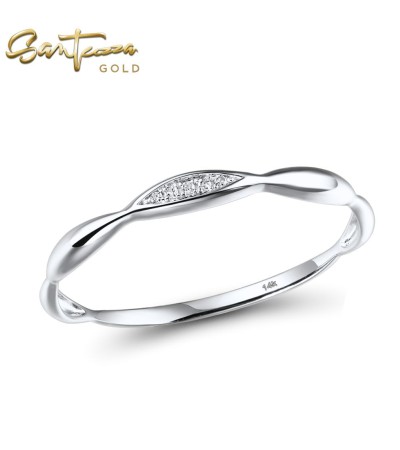 SANTUZZA 14K 585 Yellow /White /Rose Gold Rings Diamond Fine Jewelry - White Gold/US 6