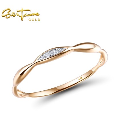 SANTUZZA 14K 585 Yellow /White /Rose Gold Rings Diamond Fine Jewelry - Rose Gold/US 6.5