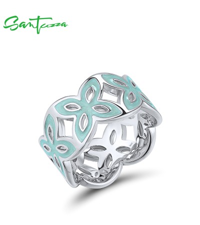 Any Purchase in SANTUZZA Can Order One Extra Brass Ring as Gift - Blue  Enamel/Silver Color/US 8