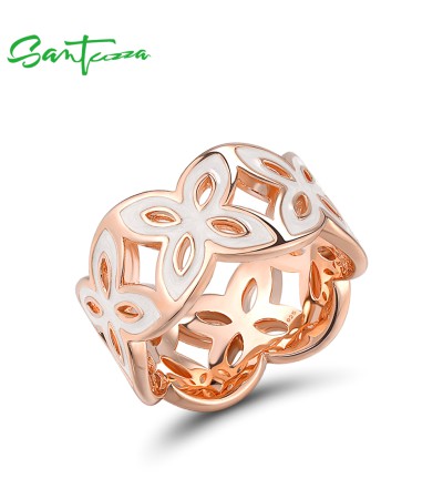 Any Purchase in SANTUZZA Can Order One Extra Brass Ring as Gift - White  Enamel/Rose Gold Plating/US 7