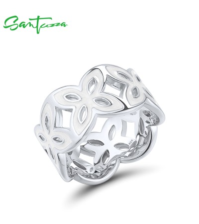 Any Purchase in SANTUZZA Can Order One Extra Brass Ring as Gift - White  Enamel/Silver Color/US 6