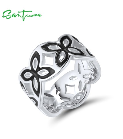 Any Purchase in SANTUZZA Can Order One Extra Brass Ring as Gift - Black  Enamel/Silver Color/US 7