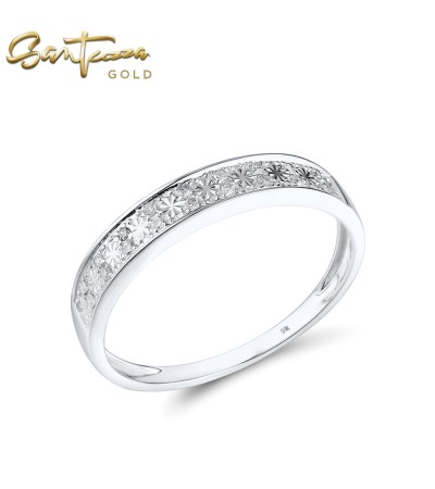 SANTUZZA  9K 375 White Gold Ring Sparkling Diamond Fine Jewelry - US 6.5