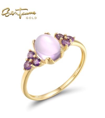 SANTUZZA 14K 585 Yellow Gold Rings Amethyst Fine Jewelry - US 8.5